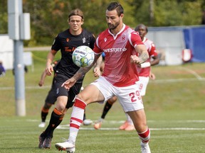 Canadian Premier League - Forge FC vs Cavalry FC - Charlottetown, PEI- Sept 15, 2020]. Cavalry FC #29 Marcus Haber with possession