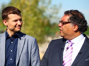 Coun. Jeromy Farkas, left, and Mayor Naheed Nenshi could end up in a ferocious election battle this fall, if Nenshi decides to seek a fourth term, says columnist Chris Nelson. Farkas, along with council colleague Jyoti Gondek, has already declared his mayoral intentions.