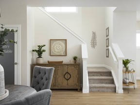 The stairs in the Eden V show home by Shane Homes in Cornerstone.