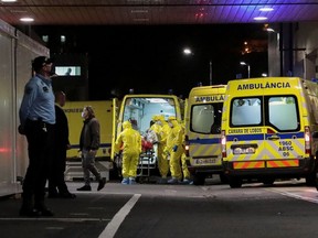 A COVID-19 patient transferred from Lisbon arrives at Nelio Mendonca Hospital in Funchal, amid the coronavirus disease (COVID-19) pandemic, in Funchal, on the island of Madeira, Portugal, January 29, 2021.