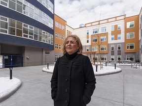 Jennifer McCue, president and CEO at Bethany Care Society, outside Bethany Riverview in Calgary on Friday, Feb. 19, 2021.