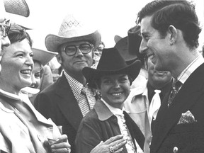 In the 1970s, Prince Charles was viewed as dashing, debonaire and a desirable catch. Here, the prince mingles with crowds at a Stampede event in Calgary in 1977.