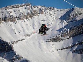 The new Summit Chair, running up the ridge of Whitehorn Mountain at Lake Louise ski resort.