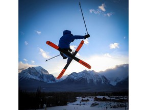 A skier gets some air in Boulevard Park at Lake Louise Ski Resort in this photo from November 2020. File photo by Al Charest/Postmedia.