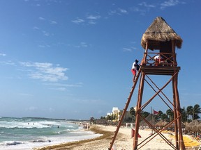 A beach on Mexico's Mayan Riviera south of Cancun.