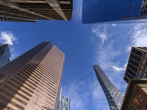 Downtown Calgary high-rises were photographed on Wednesday, February 3, 2021.