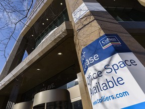 With the high downtown office vacancy rate in Calgary for lease signs are frequently seen on office buildings on Wednesday, February 3, 2021.