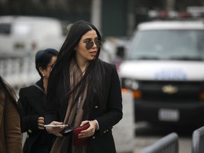 Emma Coronel Aispuro, the wife of Joaquin 'El Chapo' Guzman, arrives at the U.S. District Court for the Eastern District of New York, January 23, 2019 in New York City. El Chapo is accused of trafficking over 440,000 pounds of cocaine, in addition to other drugs, and exerting power through murders and kidnappings as he led the Sinaloa Cartel. Prosecutors say they expect to rest their case soon in the trial that began in November.