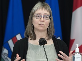 Alberta’s chief medical officer of health Dr. Deena Hinshaw on Monday, Feb. 1, 2021.