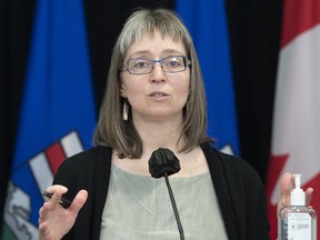 Alberta’s chief medical officer of health Dr. Deena Hinshaw on Monday, Feb. 1, 2021.