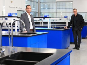 Brad Stevens, left and Brad Sorenson with Northern RNA were photographed at the company's northeast Calgary facility on Monday, January 25, 2021.