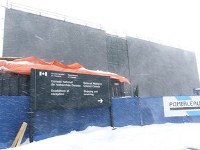 The new National Research Council facility is seen in Montreal, on Tuesday, Feb. 2, 2021. The facility will  begin producing Novavax doses of COVID-19 vaccine when the building is finished later this year.