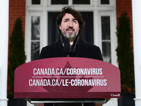 Prime Minister Justin Trudeau holds a news conference at Rideau Cottage in Ottawa on Tuesday, Feb. 2, 2021, to provide an update on the COVID-19 pandemic.