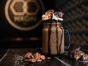Hexagon Cafe's Turtle-rrific hot chocolate, available as part of YYC Hot Chocolate Fest.