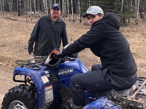 Blade Crow (right), 21, died Thursday evening in Calgary after being struck by an SUV near Chinook Centre. He is pictured with his father, Morris Crowspreadswings.