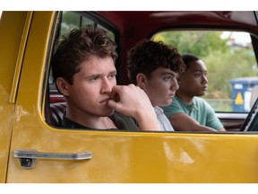 Frank Hardy (Rohan Campbell), left, with Phil (Cristian Perri) and Chet Morton (Adam Swain), in an episode of The Hardy Boys. Courtesy, Brooke Palmer, Hulu