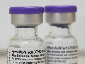 Pictured are Pfizer-BioNTech COVID-19 vaccine on Friday, March 5, 2021.