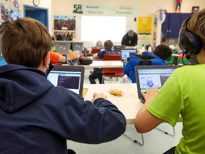 File photo: Coding is taught at the North Point School for Boys in Calgary on Feb. 5, 2021.