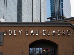 The exterior of Joey Eau Claire location in Calgary on Wednesday, March 24, 2021.