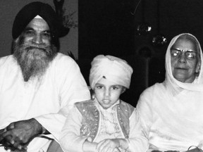 Coun. George Chahal, as a young boy, poses with his grandparents, Hargobind Singh Chahal, left, and Udham Kaur Chahal. George writes that he especially looked up to his grandfather, who suffered frequent racist attacks with dignity and strength.