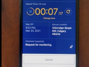 A screen shot provided by Aware360 shows the screen on a smartphone of the DORS app which was announced by the company and the Alberta Government to assist in preventing overdoses.

The new Digital Overdose Response System (DORS) is a mobile application, which will alert emergency responders if an individual becomes unresponsive to a pre-set timer — similar to B.C.’s Lifeguard app.