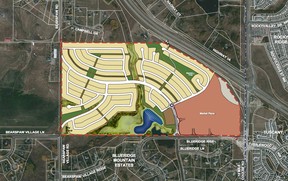Bearspaw Ascension, a subdivision and shopping center proposed by Highfield Land Development on the outskirts of northwest Calgary.