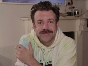 Jason Sudeikis, winner of Best Performance by an Actor in a Television Series - Musical or Comedy for "Ted Lasso" in this handout screen grab from the 78th Annual Golden Globe Awards in Beverly Hills, California, U.S., February 28, 2021.