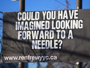 A sign at the Renfrew Community Centre in Calgary puts COVID-19 vaccinations into perspective on Wednesday, Jan. 20, 2021. With the end game approaching, how should we heal and plan our future? asks columnist Dr. Lynora Saxinger.