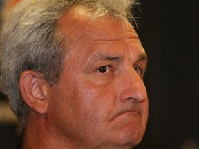 Calgary Flames GM Darryl Sutter during a press conference at the  Pengrowth Saddledome in Calgary, about the future of the team and the return of centreman Olli Jokinen and Alex Tanguay, Friday, July 2, 2010. AL CHAREST/QMI AGENCY