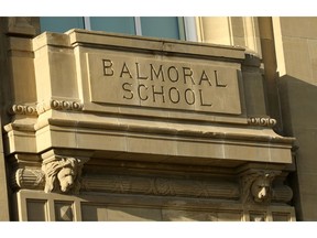Detail on the sandstone Balmoral School. Gavin Young/Postmedia