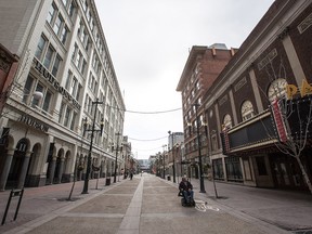 It was another quiet day along Stephen Avenue Mall amid the COVID-19 pandemic in Calgary on Thursday, May 7, 2020.