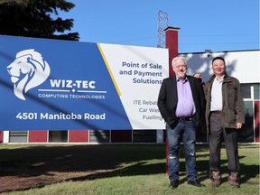 President Bill Macdonell and CEO/CTO Jim Wang of Wiz-Tec Computing Technologies. Supplied photo.