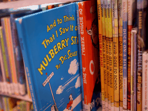Dr. Seuss books offered for loan at a branch of the Chicago Public Library on March 2, 2021.