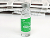 A vial of the AstraZeneca COVID-19 vaccine.