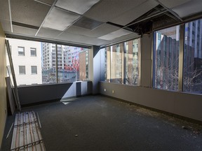 Photographed on Wednesday, April 28, 2021 is the empty office space in the former Dome Petroleum headquarter in downtown Calgary which will be renovated as the HomeSpace society converts the office building to an affordable housing/residential building.