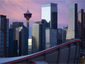 Calgary's skyline, photographed from Scotsman's Hill on Thursday, Dec. 3, 2020.