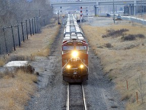 A CP train arrives in Calgary on Thursday, April 22, 2021.