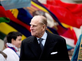 Britain's Prince Philip the husband of Queen Elizabeth, leaves after the Commonwealth Day Observance service at Westminster Abbey in central London March 11, 2013.