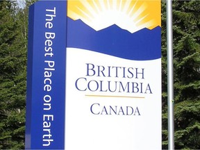 British Columbia highway welcome sign.