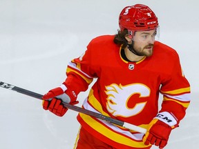 Calgary Flames defenceman Rasmus Andersson has been racking up the minutes so far this season.