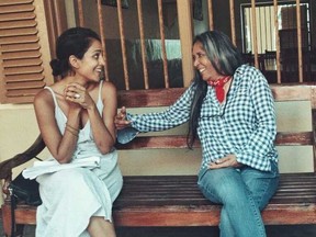 Actress Agam Darshi and filmmaker Deepa Mehta on the set of Funny Boy in Sri Lanka. Photo by Vamsi Kirshna.