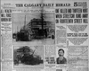 The frontpage of the Dec. 12, 1919 edition of the Calgary Herald showing a streetcar which crashed into the corner of 1428 17 Ave. S.W.