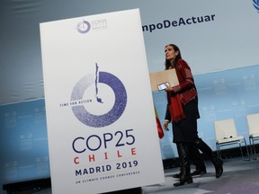 Carolina Schmidt, Chile's Minister of Environment and U.N. Climate Change Conference (COP25) President, is pictured at the end of COP25, in Madrid, Spain December 15, 2019.