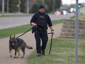 Police work at the scene of fatal shooting in Sherwood Park. Strathcona County RCMP responded to firearms incident on Baseline Road in Sherwood Park, one person has died another was transported to hospital and and a suspect has been arrested. Baseline between Hwy. 21 and Cloverbar Rd. is closed for investigation.