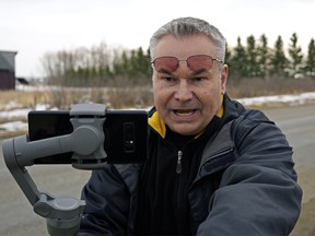 Kevin J. Johnston outside GraceLife Church near Edmonton on Sunday March 14, 2021.