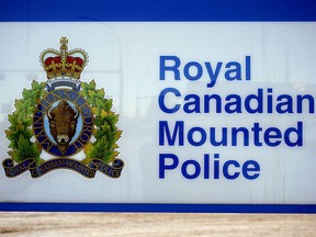 Stock photo of Royal Canadian Mounted Police (RCMP) logo at K-Division headquarters in Edmonton.