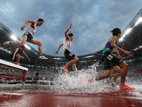 General view during the men's 3000 metre Steeplechase final at the Tokyo 2020 Olympic Games Test Event in Tokyo, Japan on May 9, 2021.