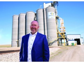 Warren Stow, president of GrainsConnect, at the company's recently completed grain terminals at Huxley.