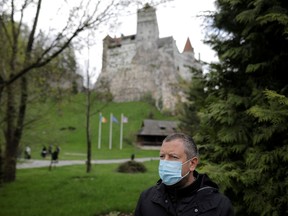 Alexandru Priscu, Bran Castle's marketing director, looks on during interview with Reuters reporter, in Brasov county, Romania, May 8, 2021. Inquam
