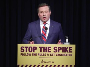 Alberta Premier Jason Kenney announces new public health measures to limit the spread of COVID-19 on Tuesday, May 4, 2021.